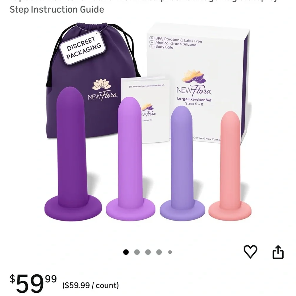 NIB! NewFlora Silicone Wand Exerciser Set of 4- Purple, Lavender, Lilac & Pink